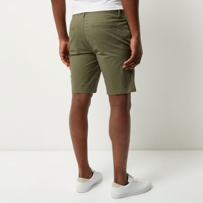 Green slim fit chino shorts